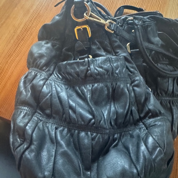 Prada Black Gaufre Leather Hobo Bag - Picture 5 of 6